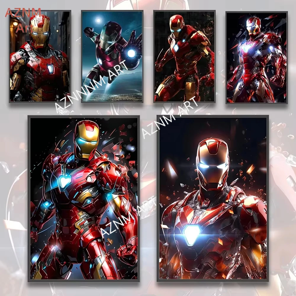 Avengers Poster Print Marvel Movie Figures Decor Iron Man Wall Art Canvas Painting Superhero Kid Gift Home Decoration Painting
