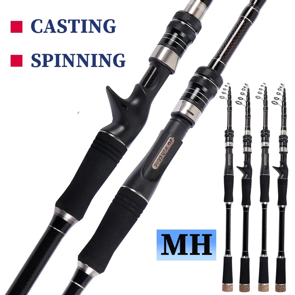 Casting Spinning Telescopic Fishing Rod 1.8M 2.1M 2.4M 2.7M 3M UltraLight Carbon Fiber 10-20g Lure Weight for Bass Pike Trout