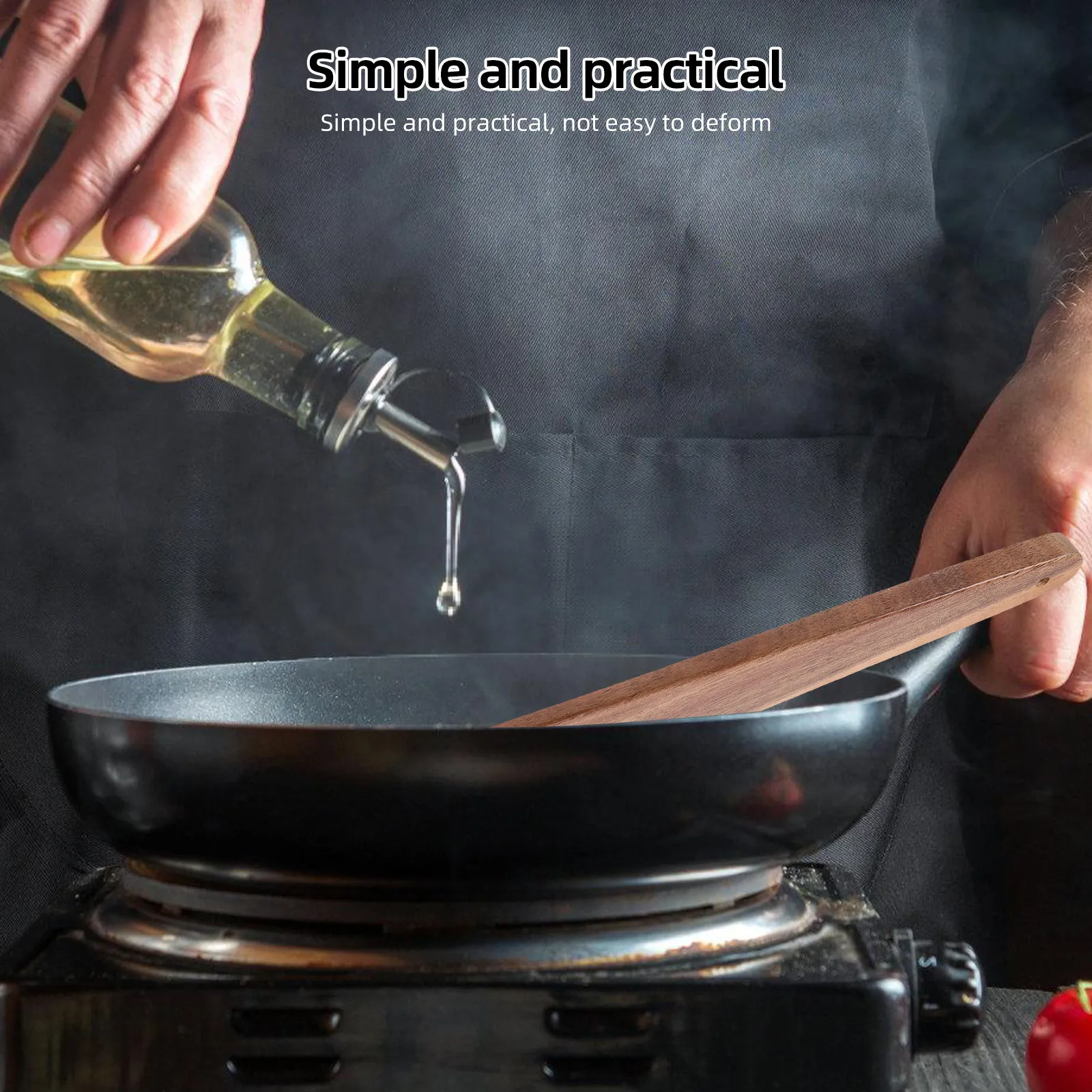 Wooden Spatula for Cooking Flat Smooth Edge Non Scratch Wood Cooking Utensil Multi Purpose Egg Scraper Burger Flipper Pan Turner