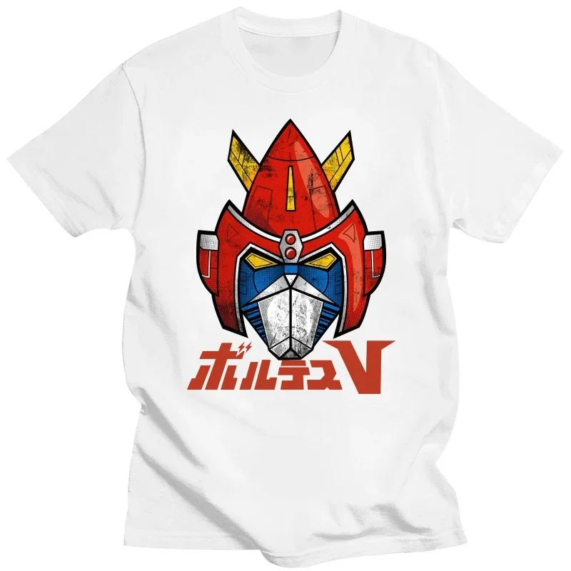 Chogokin Vintage Mecha Print Men\'s Black T-Shirt High Quality 100% Cotton High Quality VOLTES V Team Robot Japan