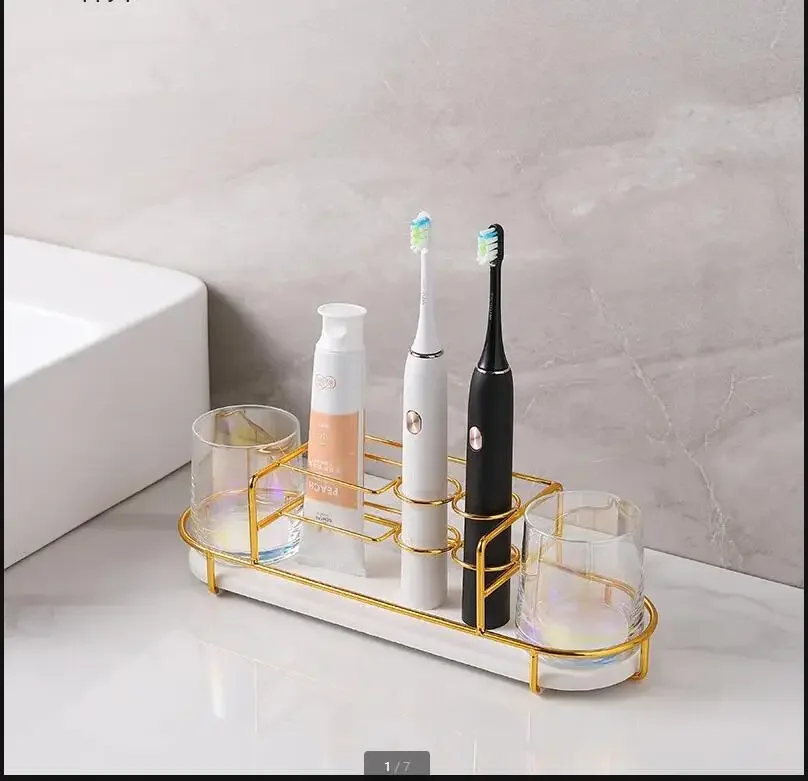 

Bathroom 3 Piece Set Electric Toothbrush Holder Wash Set Couple Cup Set Desktop/Wall Mount Toothbrush Holder Glass Mouthwash Cup