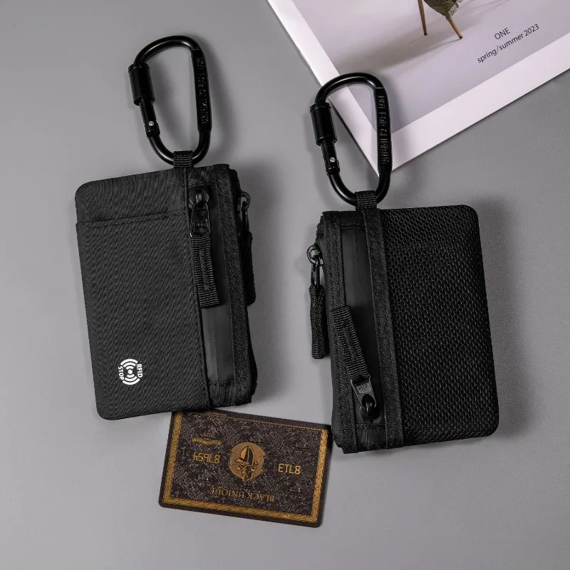 حامل بطاقة الائتمان الرجال محافظ فاخرة النايلون سليم المحفظة سستة مفتاح بطاقة حالة الذكور التكتيكية محفظة محفظة نسائية للعملات المعدنية مع حلقة تسلق #2