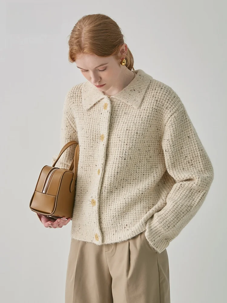 

Ретро-кардиган вязаный женский, модный, разноцветный, крупной вязки, с воротником, осенне-зимний, новый стиль Jiujiu W