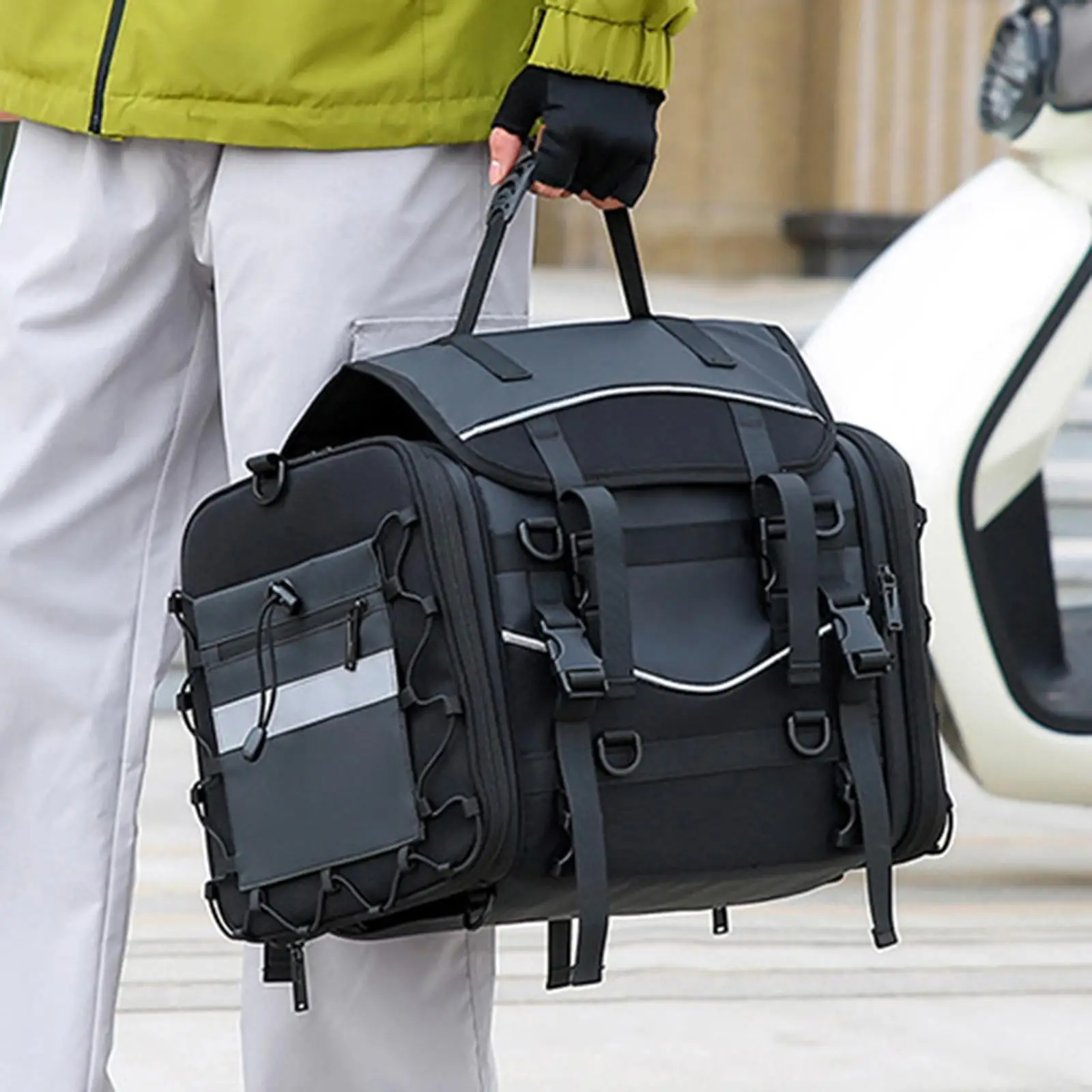 

Cycling Backpack Rear Seat Bag Bicycle Saddle Bag Bike Gear Storage Bag Rainproof Bike Rear Rack Bag for Commute Travel