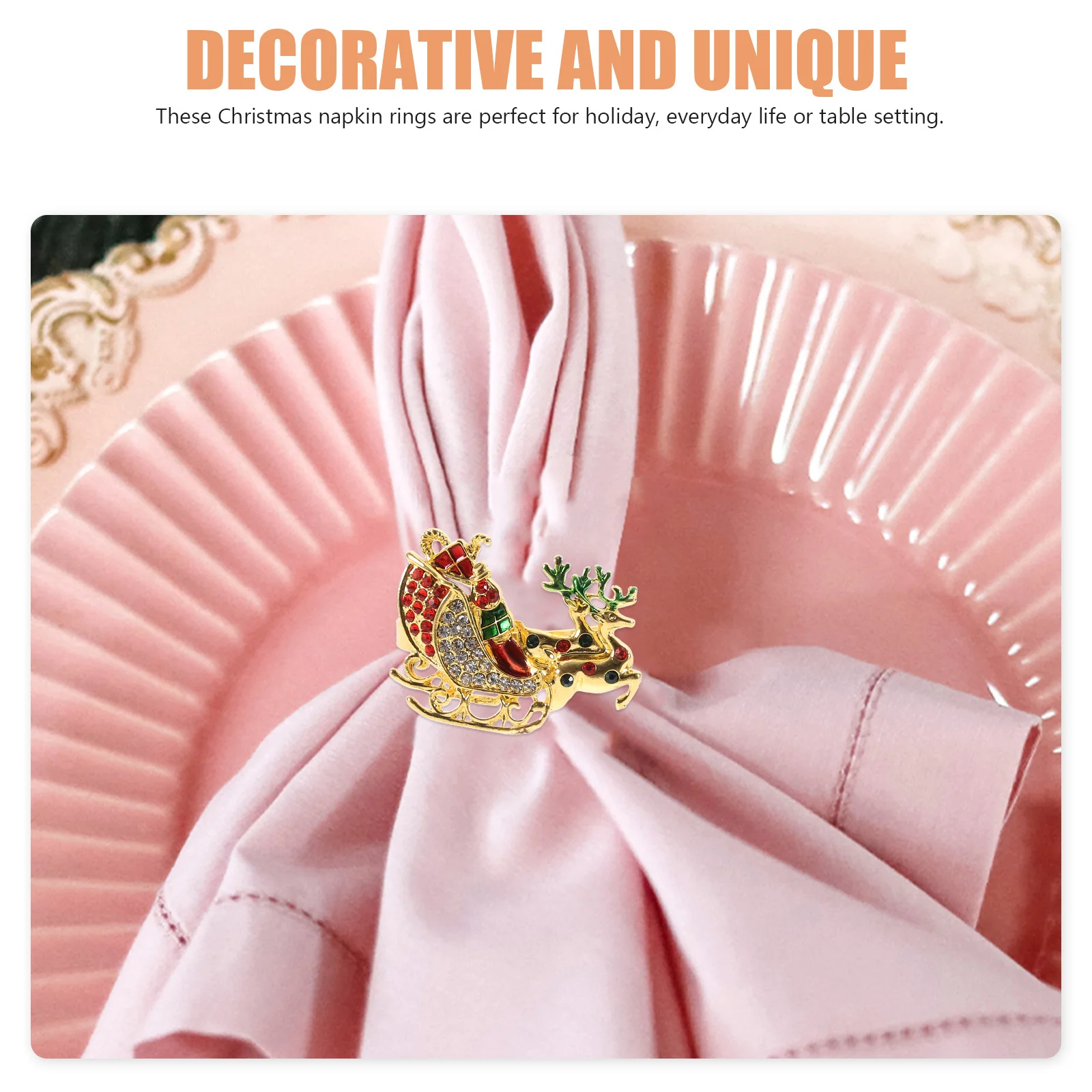 

6Pcs Elk Christmas Napkin Rings Alloy Napkin Holders Xmas Party Table Decor Dining Table Decorations Tableware Accessories