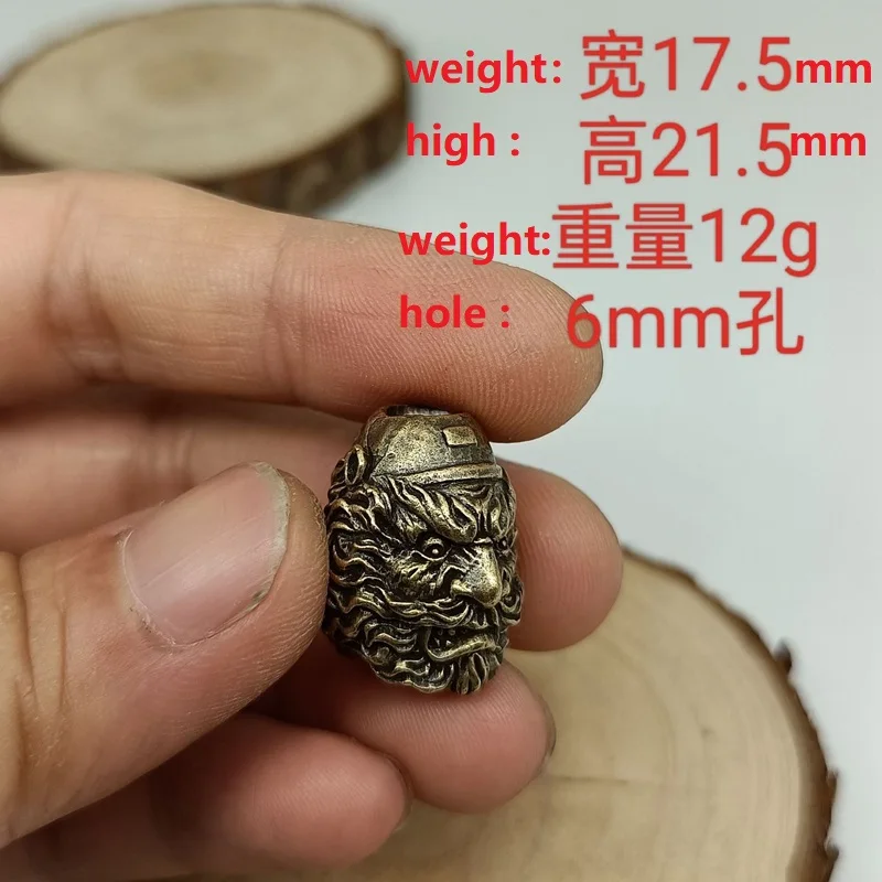 Brass Chinese God Of priest zhong kui Head Sculpture Knife Beads DIY Paracord Handmade Woven Lanyard Pendant Jewelry Accessories