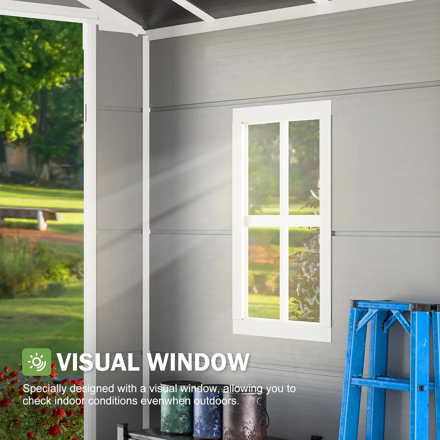 Outdoor Resin Storage Shed 8x6 FT Plastic Tool Shed Bike Garbage Can Chicken Coop Lockable Door Backyard Patio Lawn, Customized