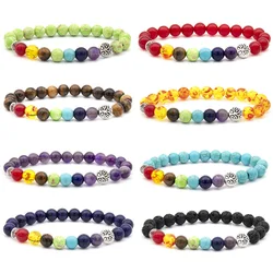 official-website 7 Chakra Amber Volcanic Carnelian Quartz Amethyite Lapis lazuli Imperial Jasper Tree Life Bracelet Women