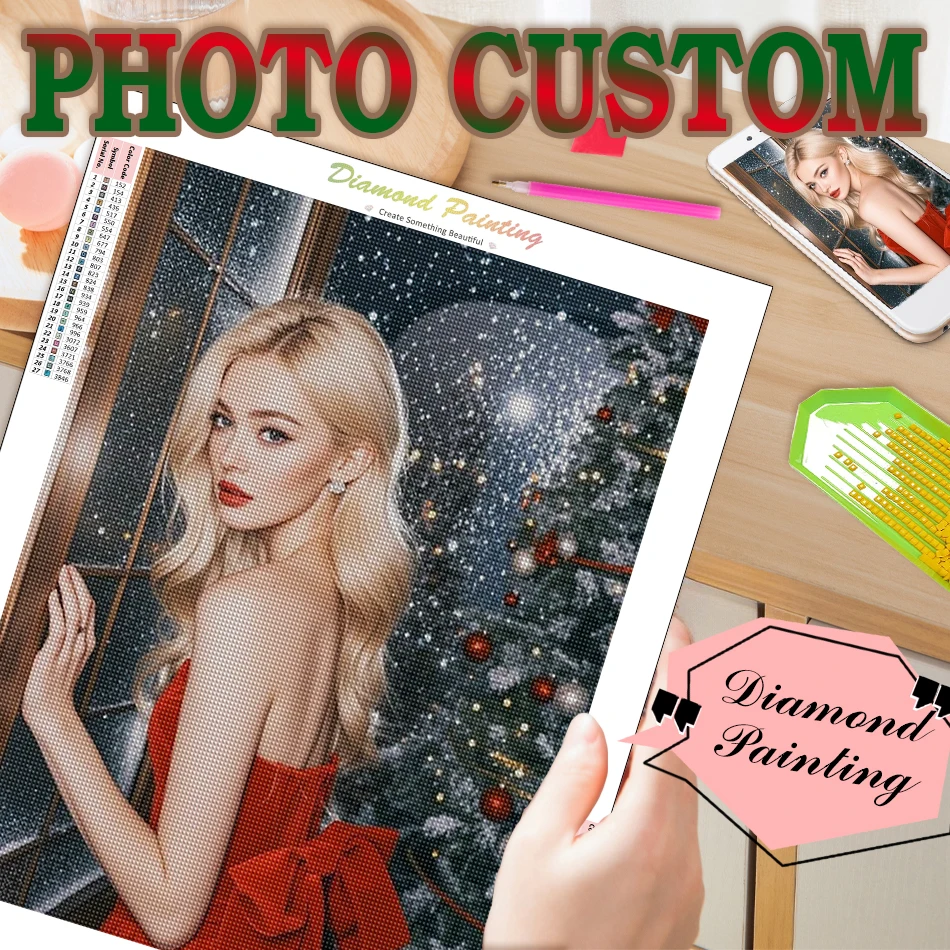 GATYZTORY 5D DIY الماس اللوحة صورة مخصصة كامل مربع الحفر المستديرة الماس التطريز أطقم صورة فسيفساء ديكور المنزل هدية