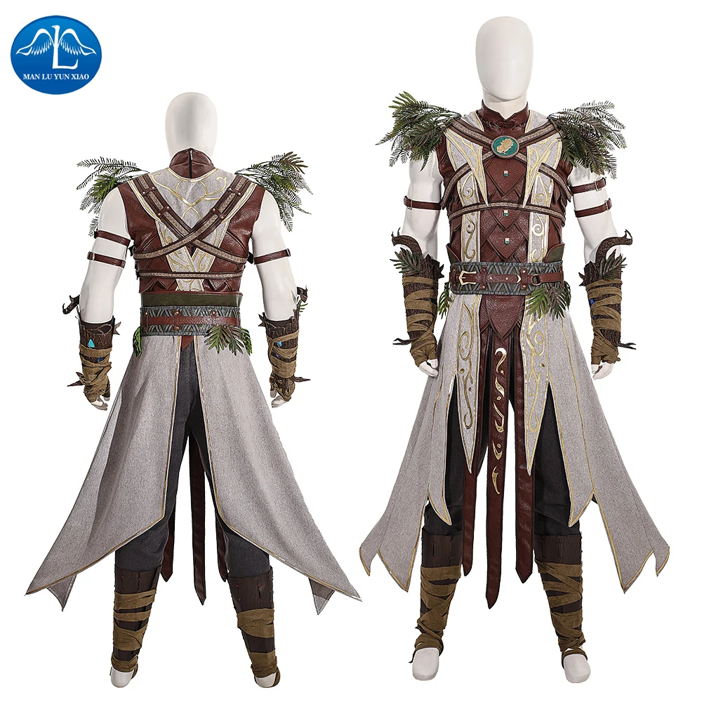 Baldurs Cos Gate Halsin Cosplay Costume Uniform Halloween Party for Men Top and Pants Accessories Full Set