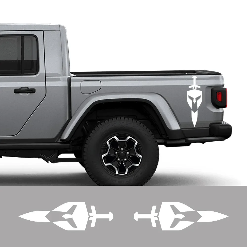 For Jeep Gladiator JT Pickup Rear Trunk Bed Side Stickers Truck Graphics Shield Sword Decor Decals Vinyl Cover Auto Accessories