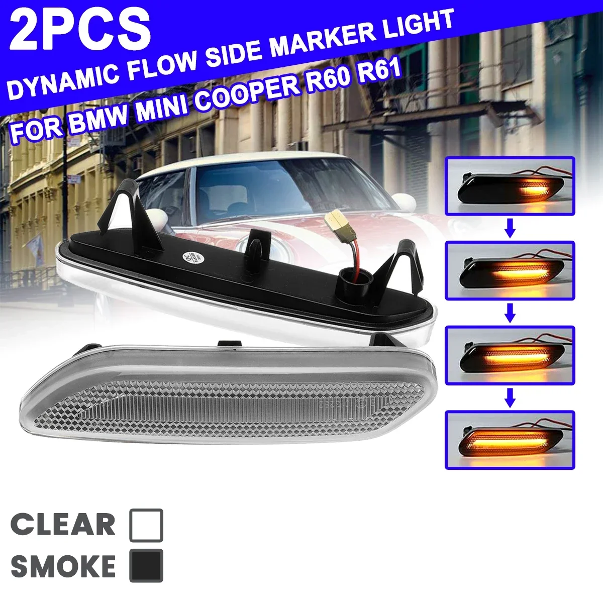 

1 Pair For BMW For Mini Cooper Flowing Turn Signal Light R60 R61 Dynamic LED Side Marker Light 12v Side Repeater Lamp Panel Lamp