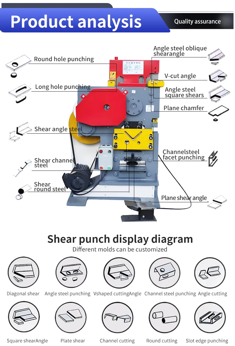 Picture 5: Combined Steel Angle Iron Cutting Shearing Machine Ironworker Punching and Shearing Machine