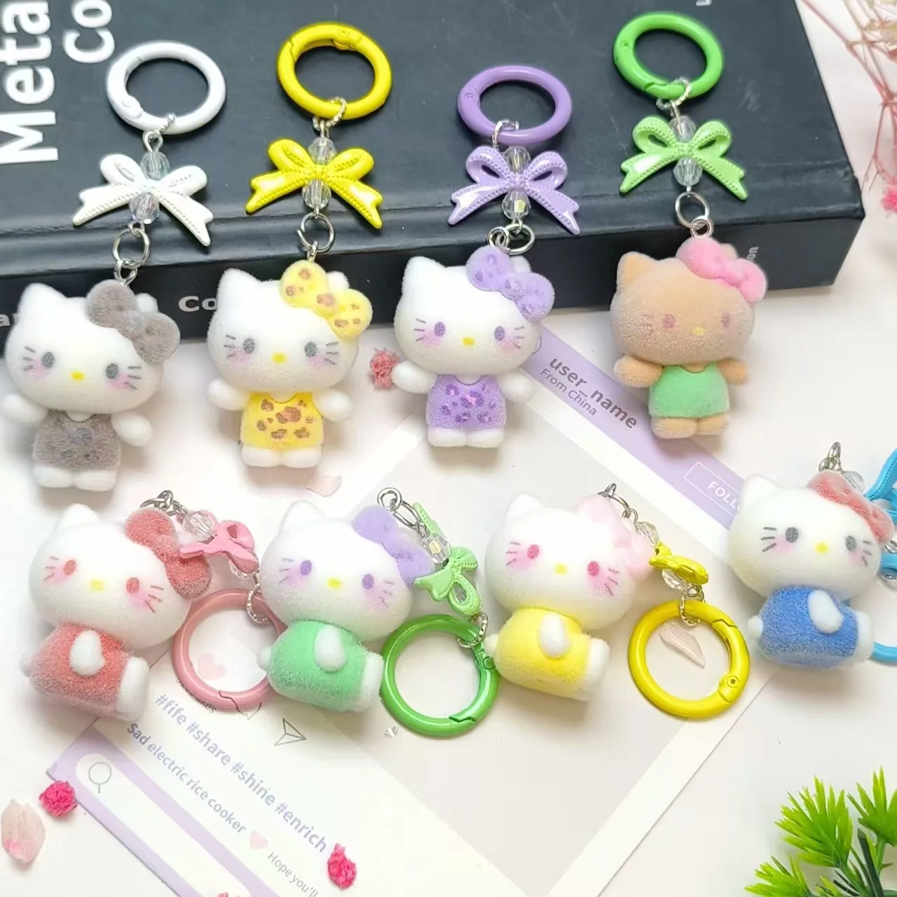 

Rainbow for HelloKitty Dolls Keychain Toys Kawaii Anime Toy Diy Backpack Pendant Kids Birthday Christmas Gifts