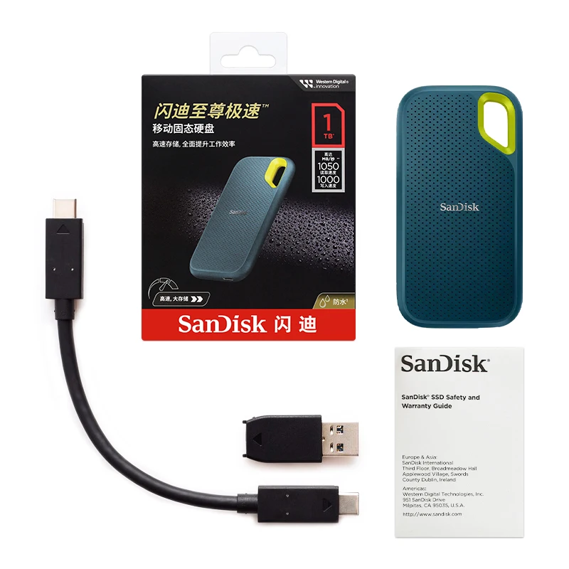 

SanDisk E61 Portable External Solid State Drive ssd 1tb 2tb USB3.2 Gen2 Type-C Extreme Portable SSD Up to 1050MB/s ssd hard disk