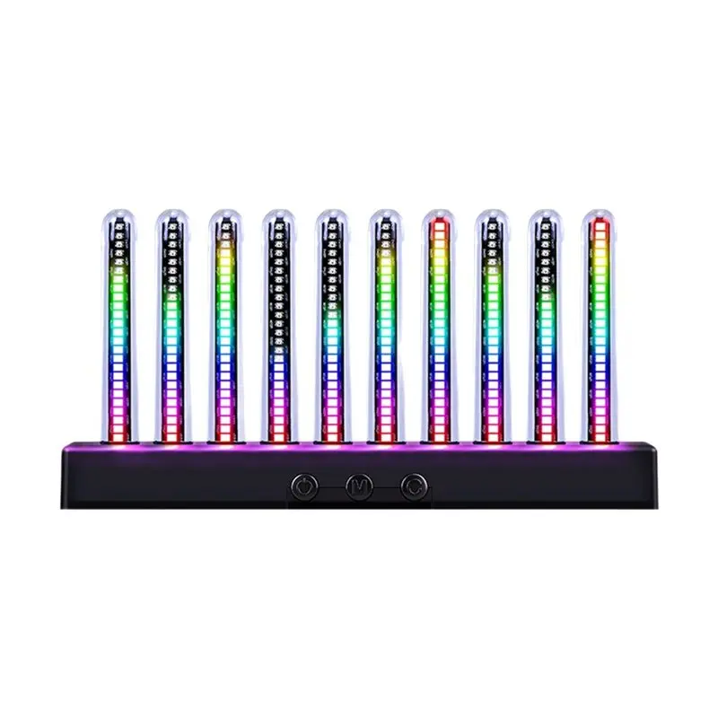 

ABXN-Decorative Light 10 Tubes LED Colorful Pickup Light Music Rhythm Lights Auto Interior Instrument Air Outlet