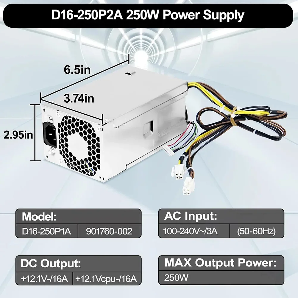 

For HP Business Desktops D16-250P1A PSU For Home Use Active Cooling Technology Easy Installation For HP ProDesk 480