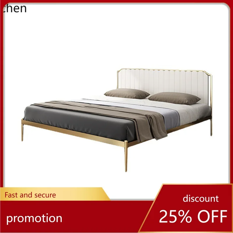 HYS Bedroom Double Bed Single Iron Frame Bed Modern Simple Ins Iron Art Bed (Mattress Not Included)