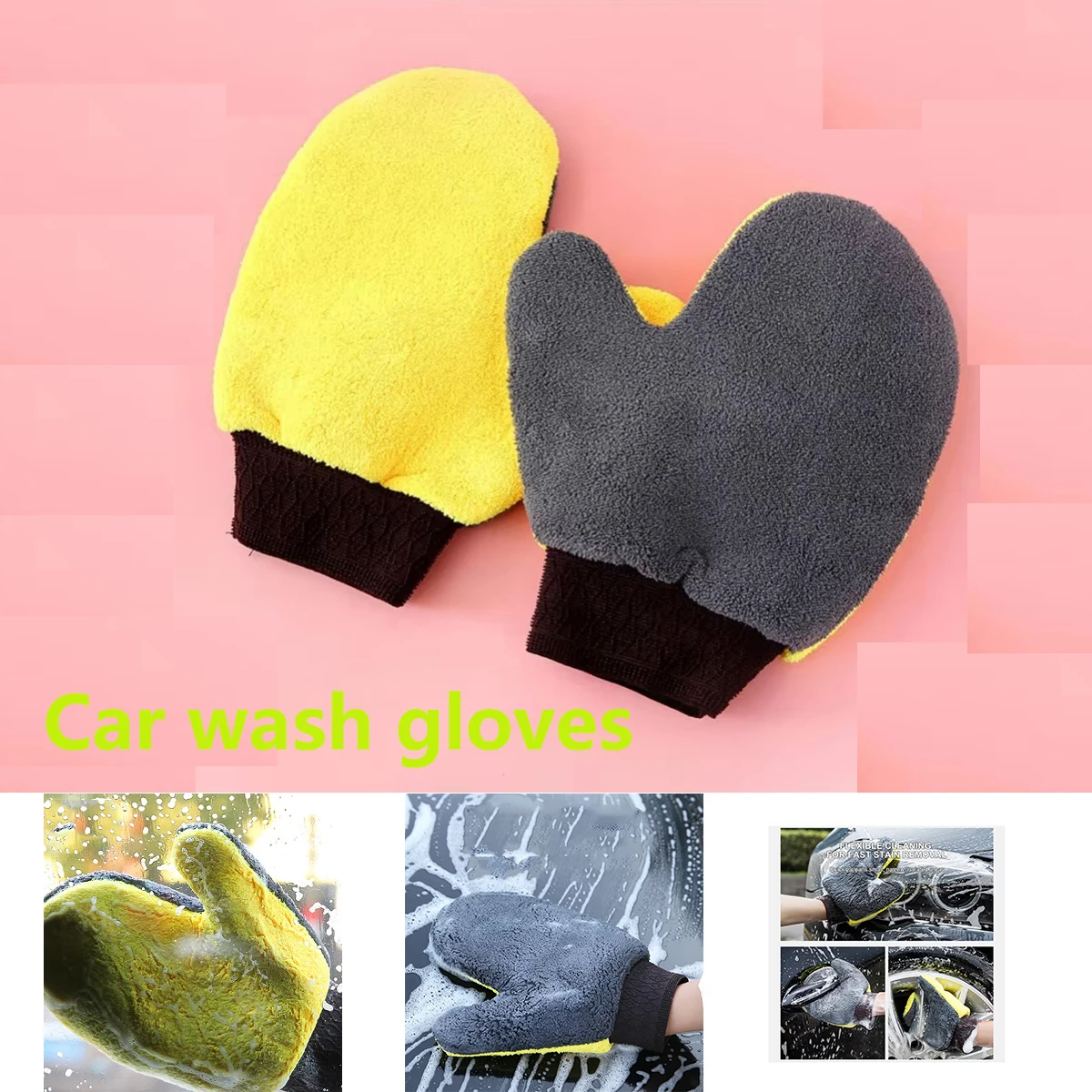 Car Washing Gloves Microfiber Coral Velvet Strong Water Absorption Body Cleaning Glove Double Sided Thickened Duster Clean Tools