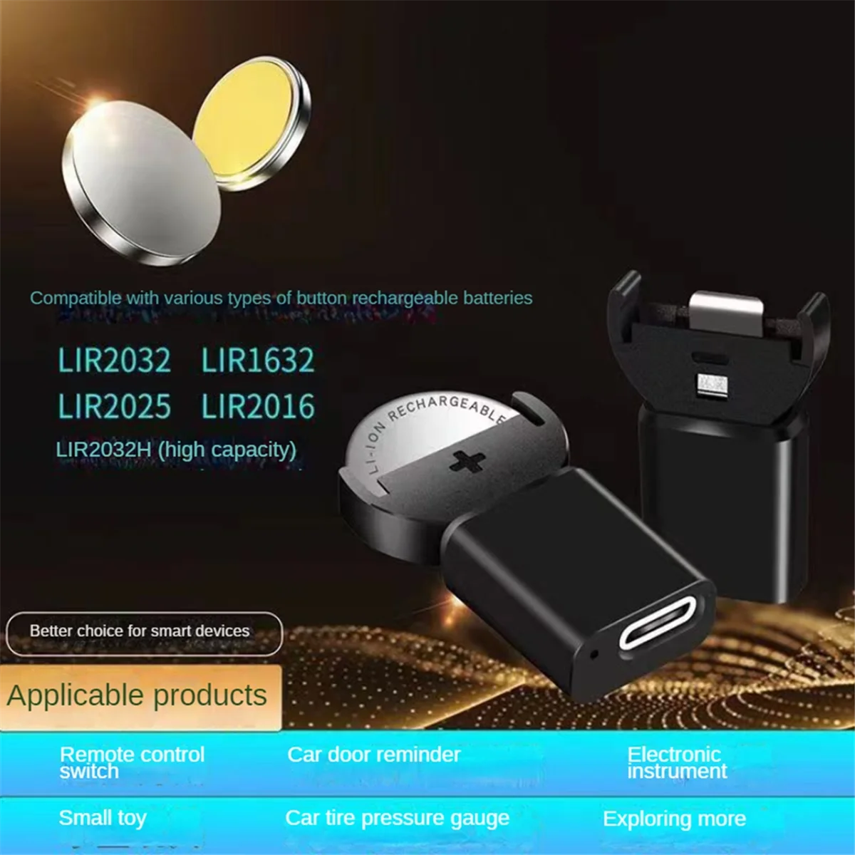 Type-C Lithium Coin Battery Charging for LIR2032 LIR1632 LIR2025 LIR2016 LIR2032H Batteries Long-Lasting,Without Cable image 4