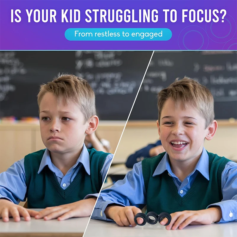 3PCS Schwarz Fingertip Magnetische Ringe Zappeln Spielzeug für Erwachsene Kinder Geschenk Fidget Spinner Ringe für Angst Relief Therapie