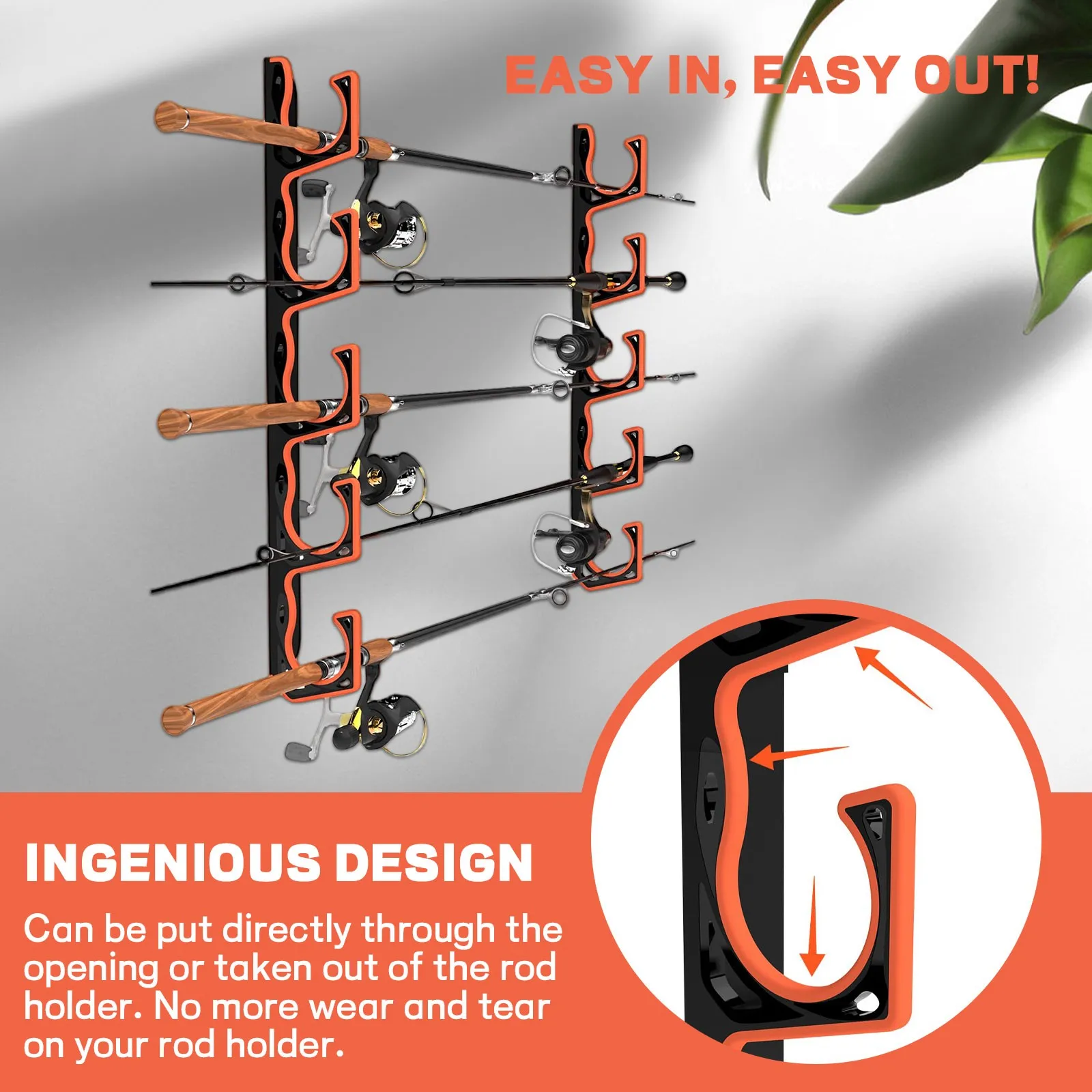 H5 Wall Or Ceiling Mounted Fishing Rod Rack With Soft Protective Pads Ultimate Fishing Rod Storage Solution For Organized Spaces