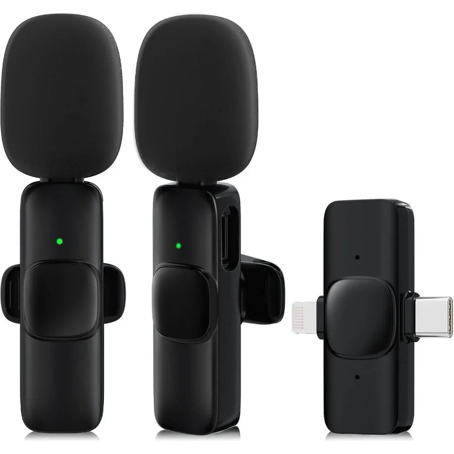 

Комплект из 2 беспроводных петличных микрофонов для iPhone Android, USB C, клипоновые микрофоны, Bluetooth, петличный микрофон для видеопосследований, интервью Vlog You