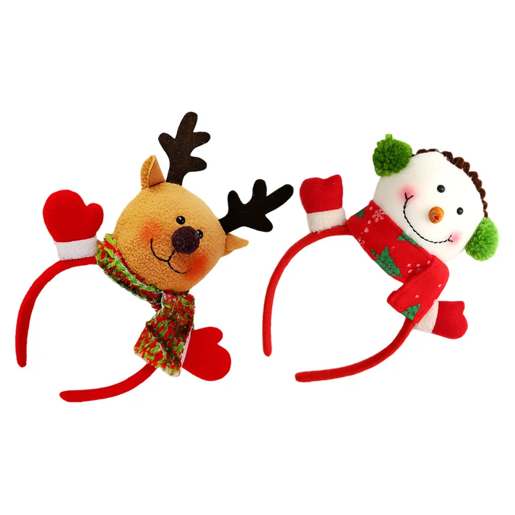 

2 Pcs Christmas Headband Party Decorations Lovely Xmas Hairbands Decorate Headbands Decors Fabric Ornament