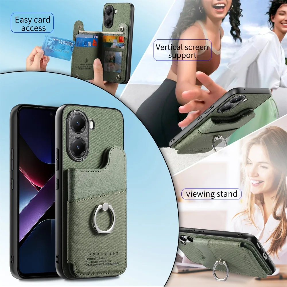 ل Poco F7 M7 Pro 5G 2025 حافظة جلدية فاخرة بطاقة التعريف بالإشارات الراديوية حلقة حامل اللوحة الخلفية Xiaomi Poco X7 Pro حافظة Mi Poco F7 X 7 M 7