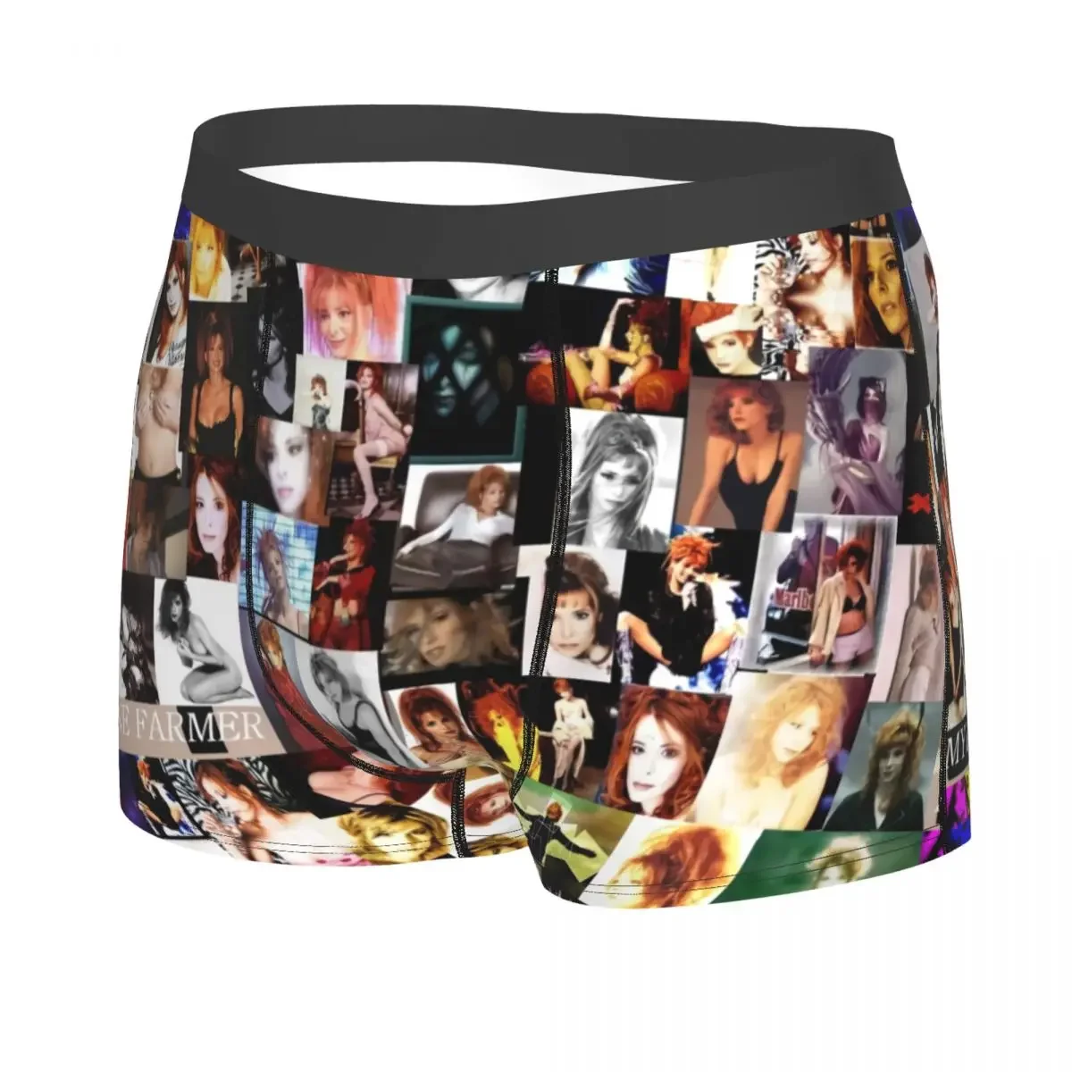 Custom Mylene Farmer Photo Collage Underwear Men Breathbale French Singer Boxer Briefs Shorts Panties Soft Underpants For Male