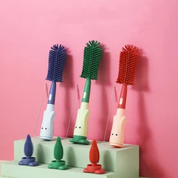 Ensemble de brosses pour biSantos et tétine en silicone pour bébé, outil à tête souple de qualité alimentaire