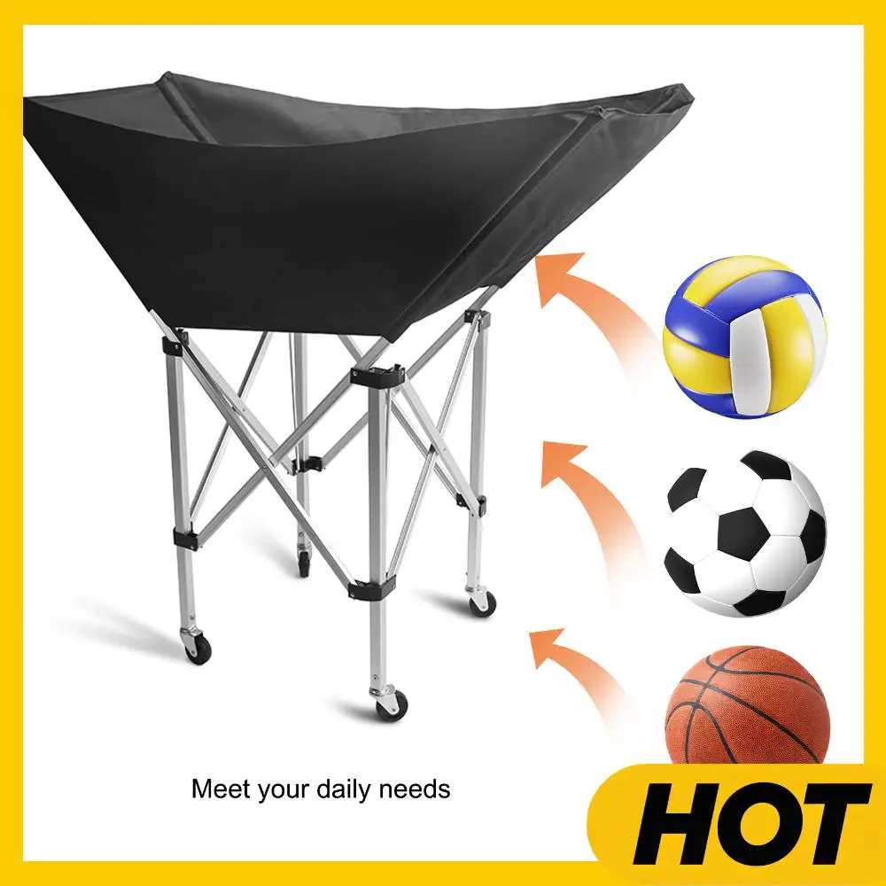 

Collapsible Hammock Ball Cart with Wheels Portable Volleyball Ball Cart with Carry Bag for Garage Or Gym