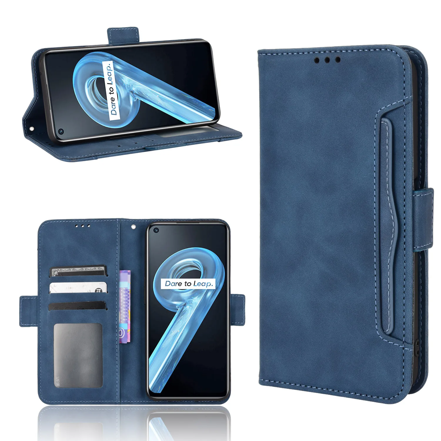 Flip Leather Cover For Oppo A76 A36 A55s A16 A16s Separate Type Magnet Button Many Card Slot Wallet Shockproof Phone Case image 4