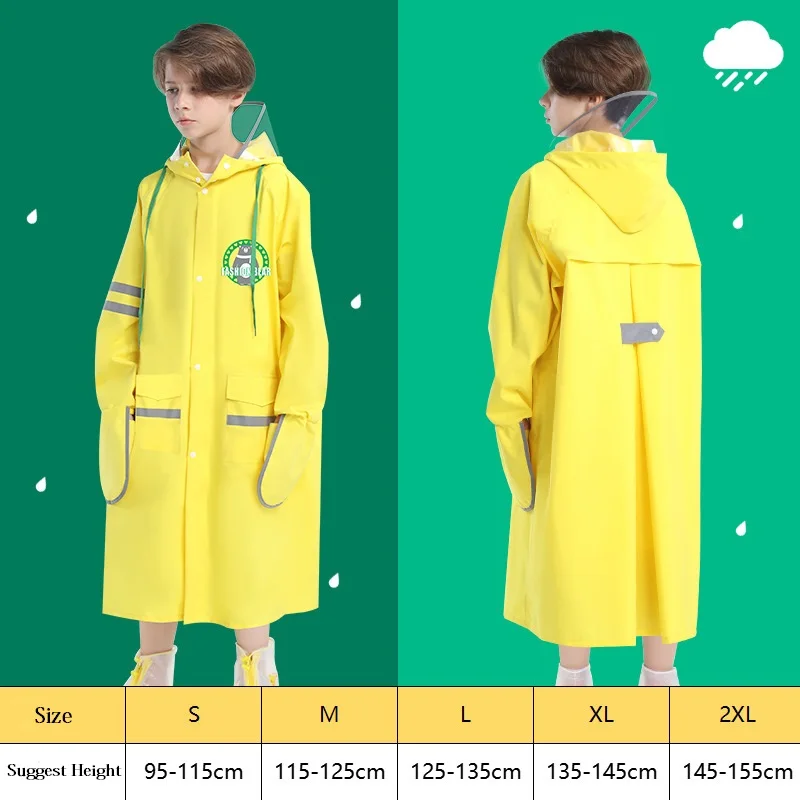 Children Kids Raincoat Boys Girls Thickening Rain Coat Poncho Jacket Outdoor Hiking Student Rainwear With Bag Space High Quality