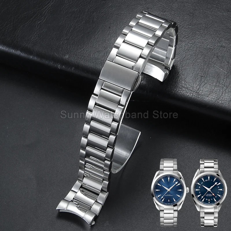 Correa de reloj de acero inoxidable de primera calidad, 20mm, para Omega Seamaster Aqua Terra serie AT150, accesorios de reloj de acero delicado