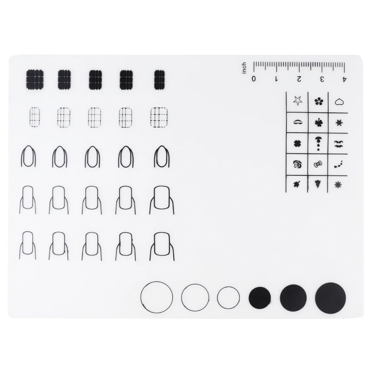 

Nail Art Stamping Mat Silicone Manicure Practice Pad with Measurement Guide Smooth Flexible Design for DIY Polish Decals and