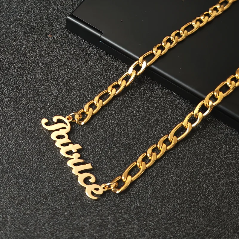 Immagine 3: Set di braccialetti con collana con nome personalizzato Set di gioielli con collana personalizzata in acciaio inossidabile Set di gioielli con ciondolo regalo