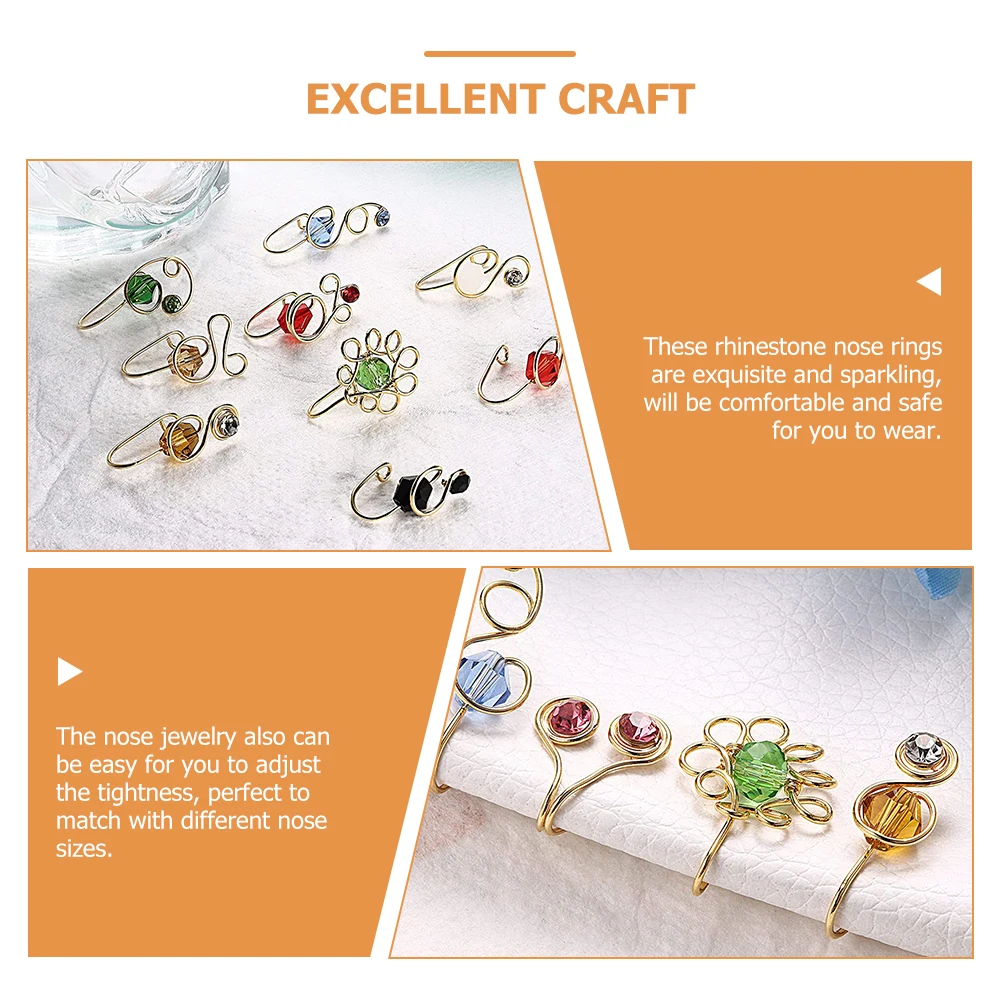 

12 Pcs Cuff Ring African Fake Septum African Nose Cuff Jewelry Women Studs Non Pierced Adjustable Body Accessories