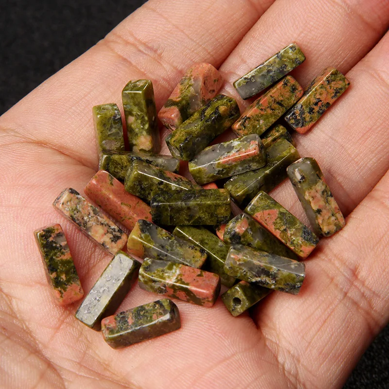 Natural Green Unakite Tube Stone Beads Gem Loose Spacer Square Beads For Women Jewelry Making DIY Bracelet Earring Accessories