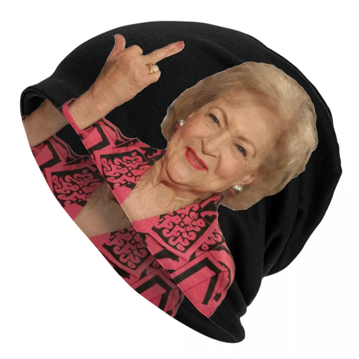 Betty White Flipping Bird Golden Girls Skullies Beanies Hat Cool Unisex Street Cap Warm Dual-use Bonnet Knitted Hat