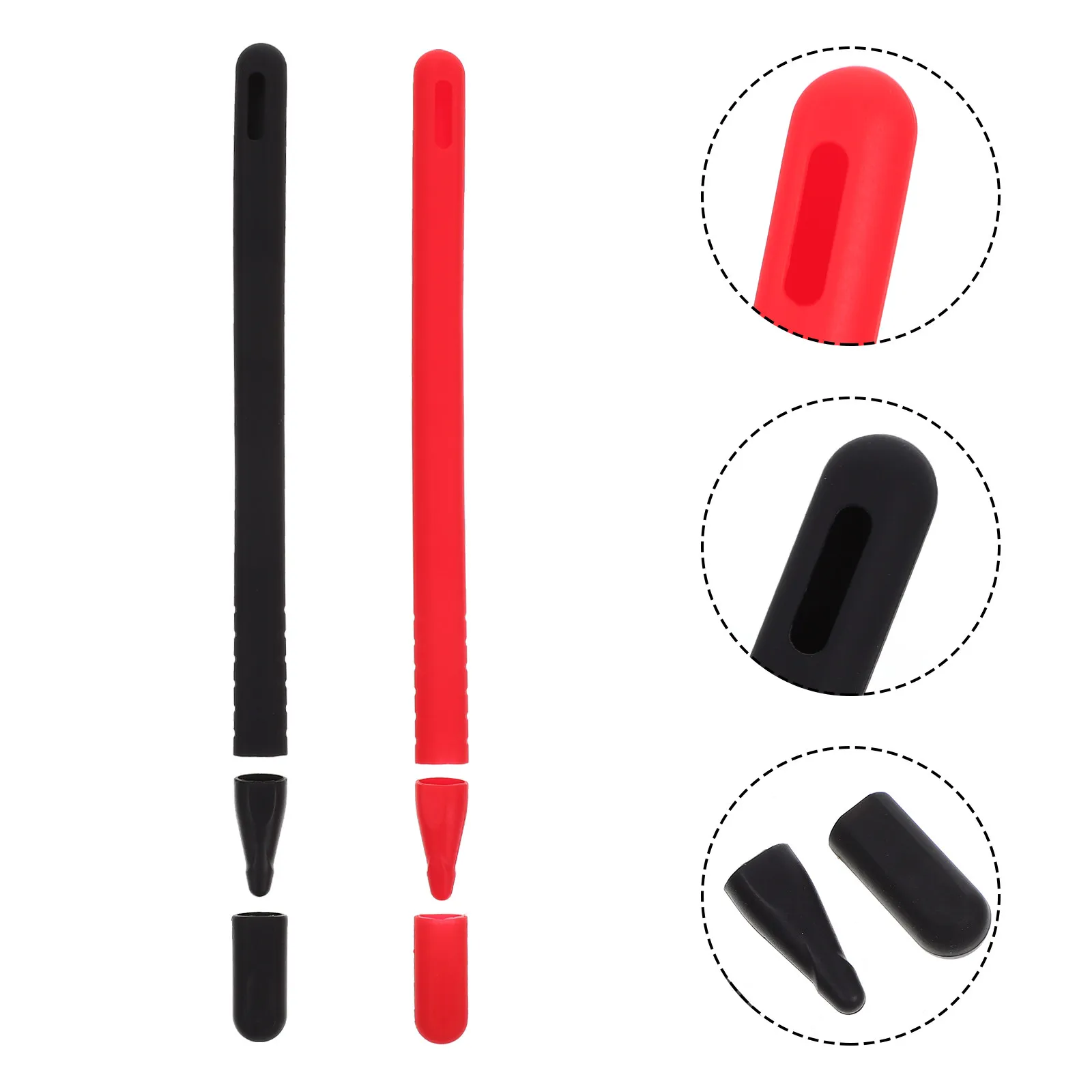 

2Sets Pen Sleeve Silicone Protective Cover Ergonomic Design Pen Body Sleeve Scratch Proof Compatible Pencil 2 Stylus Lid