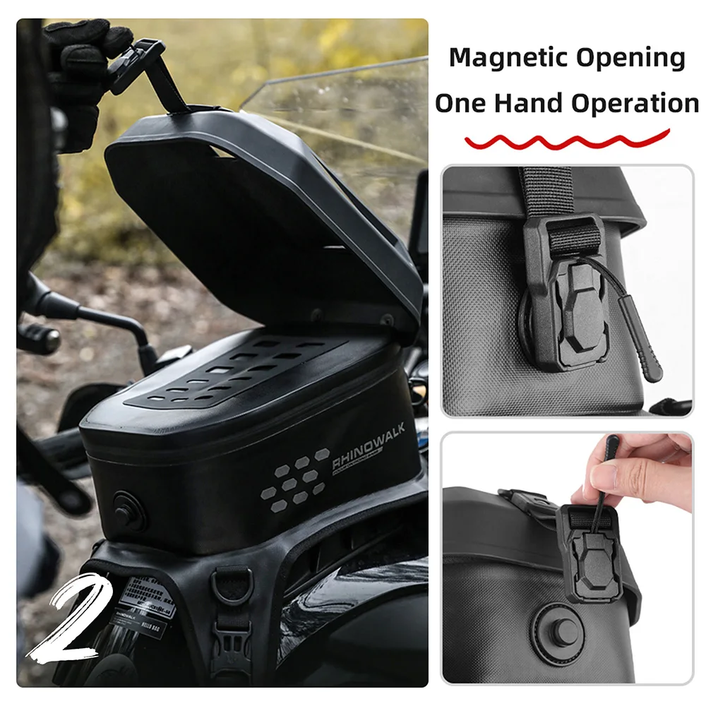 Rhinowalk Borsa Da Serbatoio Magnetica Per Moto – Capacità Espandibile 5-6,5 L, Sgancio Rapido, Antipioggia E Antifurto