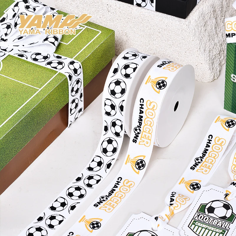 YAMA Ribbon Soccer Grosgrain Ribbon 10Yard(9M)/lot 9MM/22MM(3/8Inch, 7/8inch) for DIY Bow Bake Boxes Packaging Bracelet Decor