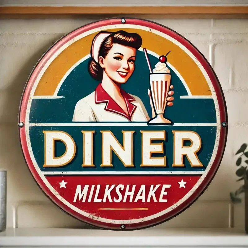 AMERICA'S DINER Rustic Metal Sign RETRO FOOD ICE CREAM SMALL RESTERUANT 1950s