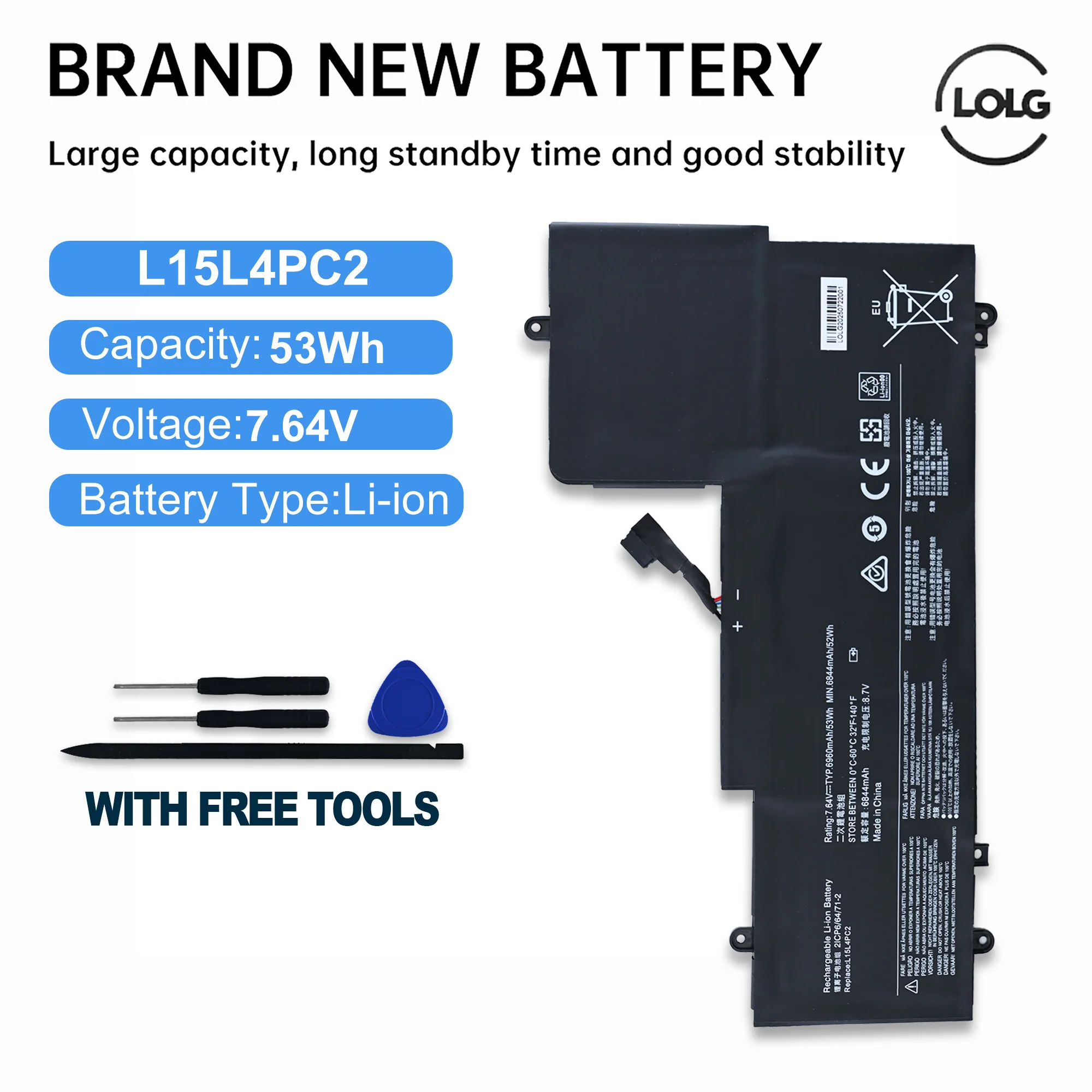 

Аккумулятор для ноутбука LOLG L15M4PC2 для Lenovo Yoga 710-14ISK, 710-14IKB, Yoga 710-15ISK, 710-15IKB, Yoga 710-11, L15L4PC2, L15M4PC2