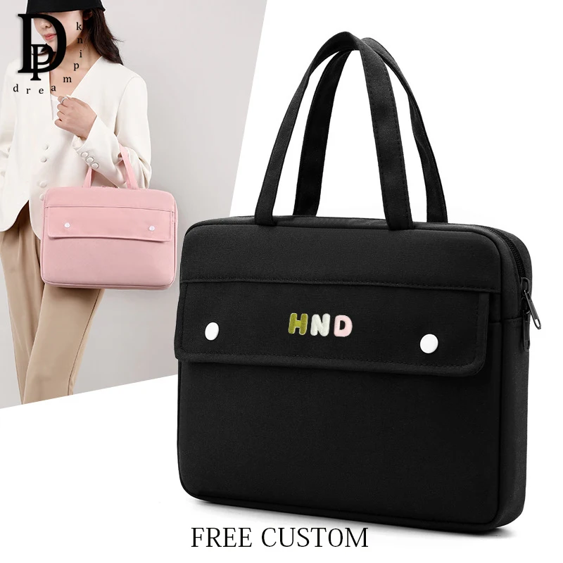 Business Custom Initials Laptop Bag, Moda Portátil Nylon, Marca De Luxo Maleta, Student School Messenger Bag para Documento