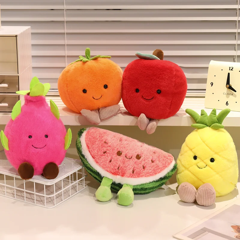Carino Ananas Drago Frutta Giocattoli di Peluche Bella Limone Pesca Pitaya Zucca Farcito Giocattolo Morbido Mela Cachi Anguria Carota Bambola