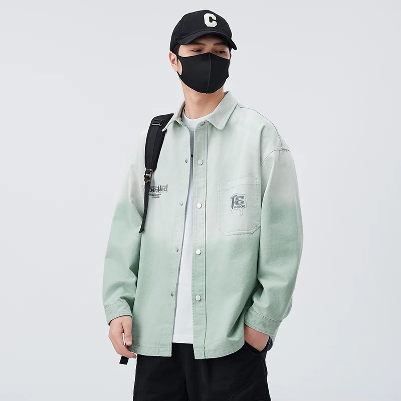 

Модная джинсовая куртка для мужчин, весенне-осенняя, с длинными рукавами, повседневная, свободного кроя, в городском стиле, молодежная, спортивная.