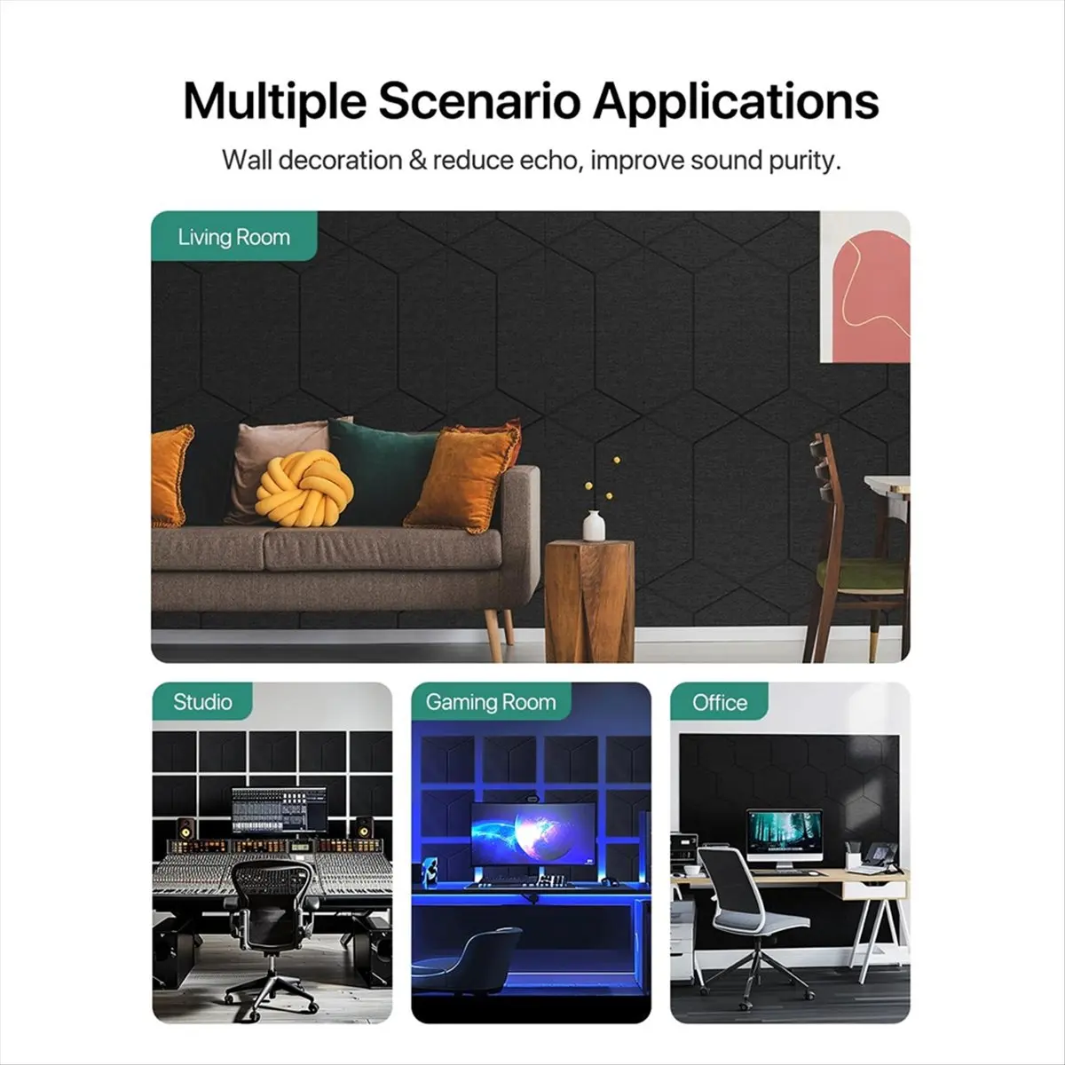 Stable- 12 Pack Soundproof Wall Panels Self Adhesive, High Density Sound Proofing Panels for Home Studio, Living Room