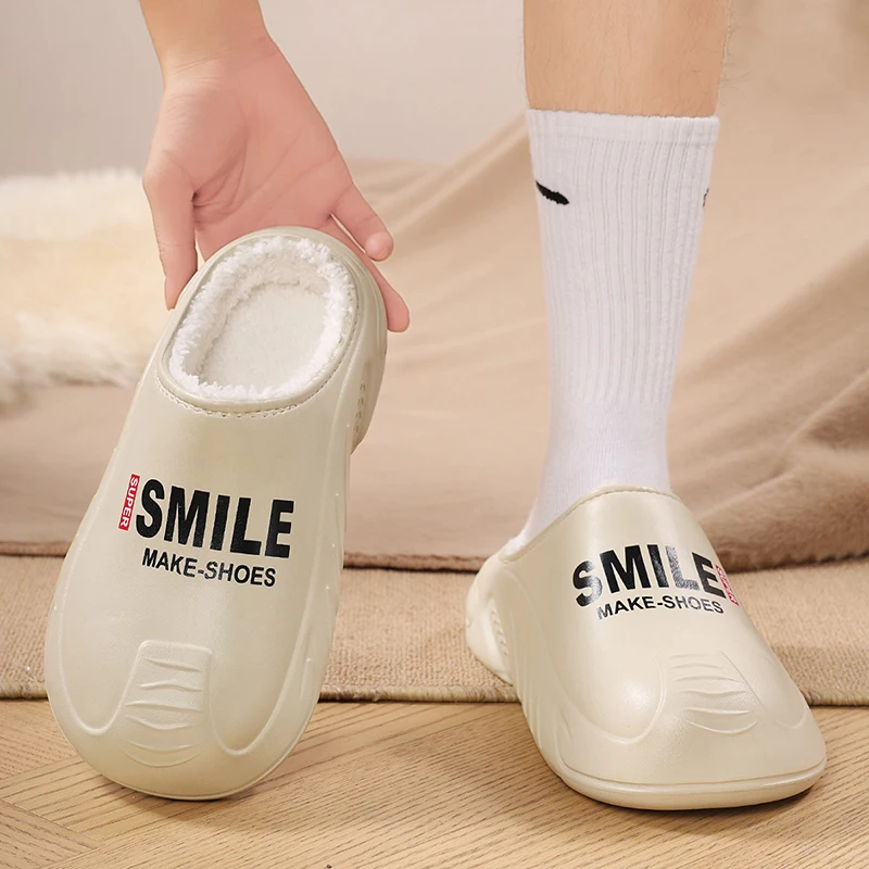 Nuevas zapatillas de algodón a la moda para hombre y mujer, zapatos cálidos de algodón para el hogar, calzado para jardín impermeable, zapatos concisos sin cordones para interiores